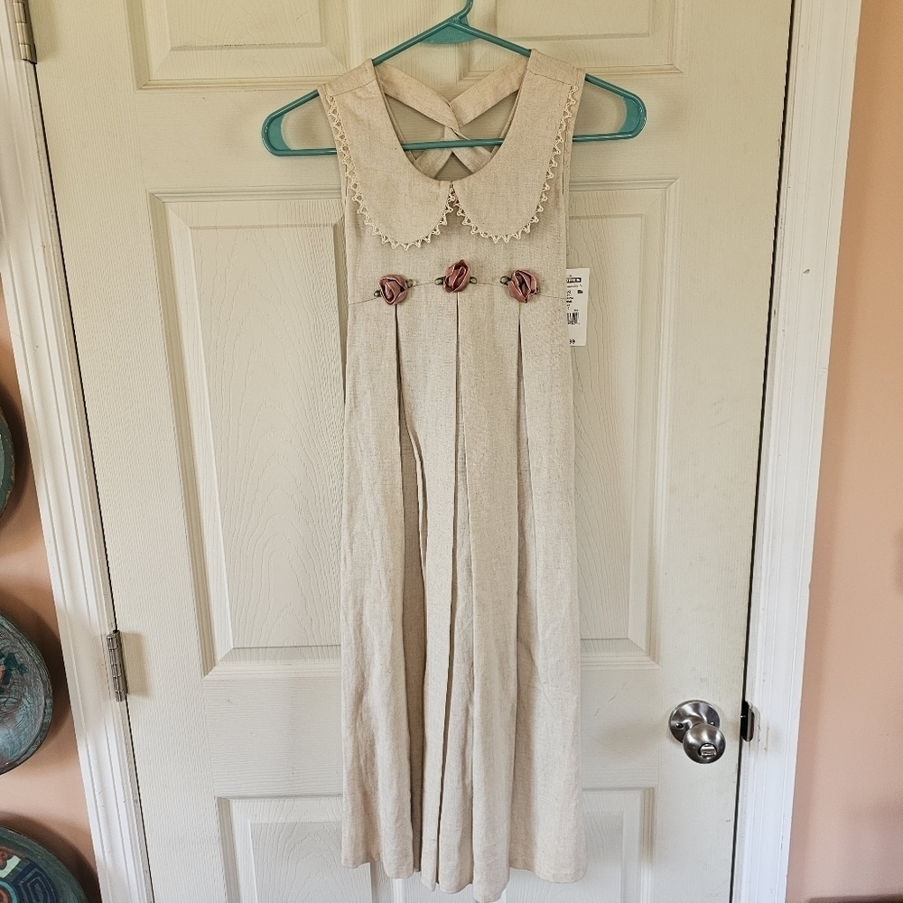 Vintage Cream Kids Formal Dress with Pink Accents